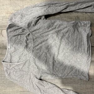 SHEIN Light Gray Long Sleeve Scoop Neck Tee